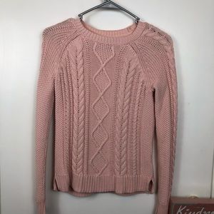 Blush Pink Chunky Cable Knit Sweater